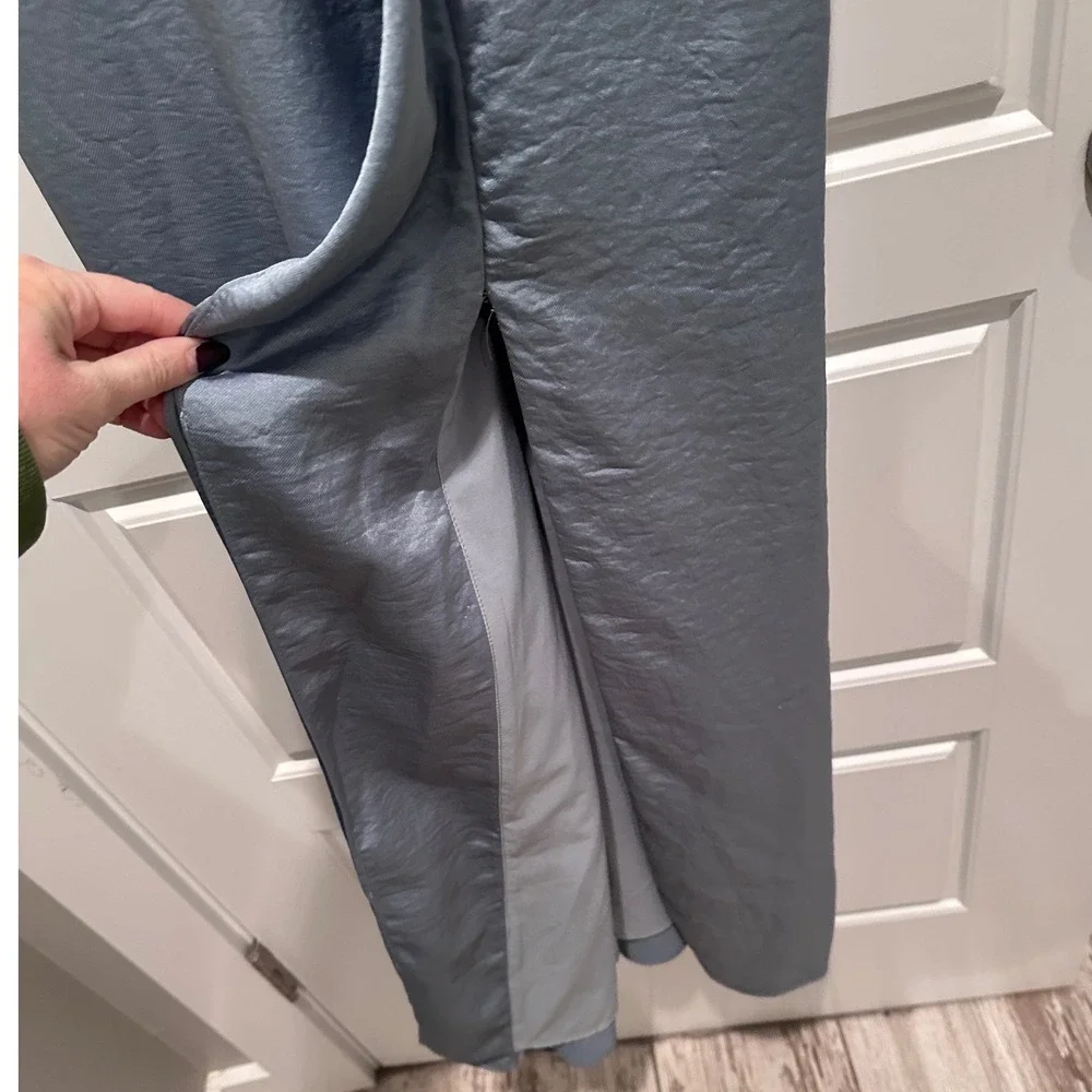 Harlyn Dusty Blue Ruffle Maxi‎ Dress XS Formal Cocktail Bridesmaid - Picture 6 of 11